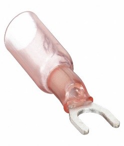 Heat Shrink Insulated Fork/Spade Terminal, 22-18 AWG, Bolt 1/4&quot;